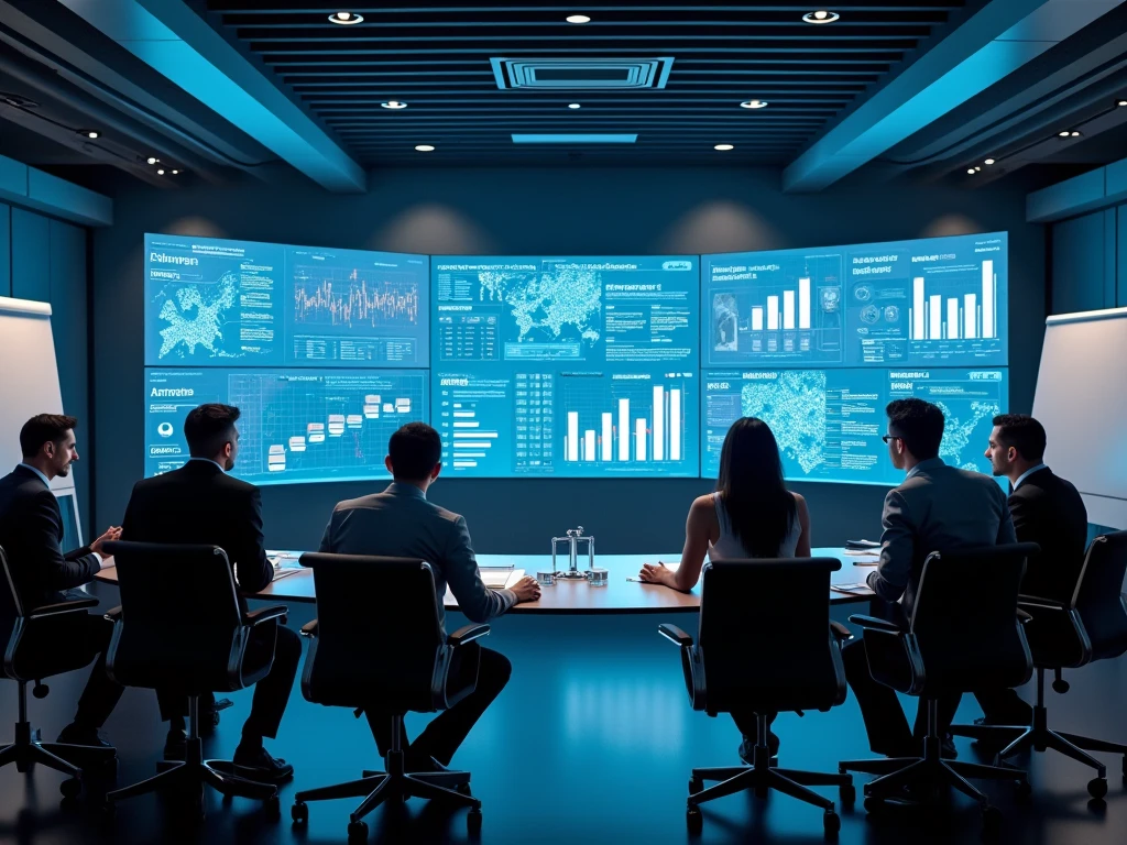 Strategic planning session with charts and analytics